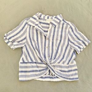 Blue and white stripped crop top